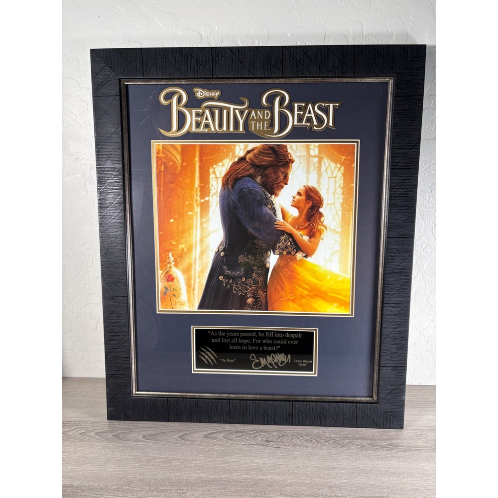 Disney Beauty and the Beast Framed Movie Poster Emma‎ Watson Signed Replica Auto